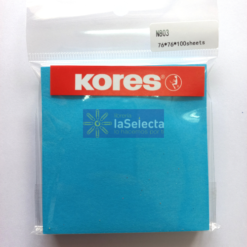 NOTAS ADHESIVAS 76X76 MM 100 HOJAS CELESTE KORES